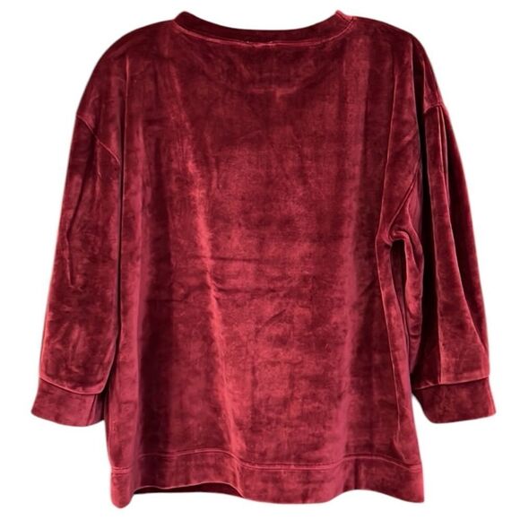 Garnet Hill Moonrise Velour Pullover Velvet Red Women's Top large - Picture 2 of 7